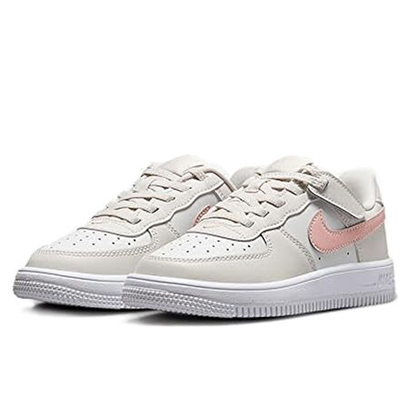 Nike Air Force 1 AF1 PS Leather Unisex Sneaker Hakiki Deri  Lastik Bağcıklı Cırtlı Çocuk Günlük Spor Ayakkabı Krem