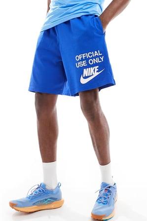 Nike Club Knit Shorts With Graphic Print Erkek Pamuklu Örgü Şort Mavi