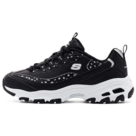 Skechers D'Lites Wildcats Memory Foam Womens Sneaker Black Hafızalı Taban Kadın Günlük Spor Ayakkabı Siyah
