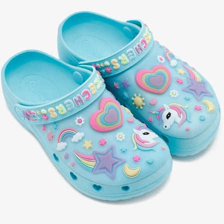 Skechers Heart Charmer - Girly Land Kids Lights Slipper Bantlı Işıklı Çocuk Terlik Mavi