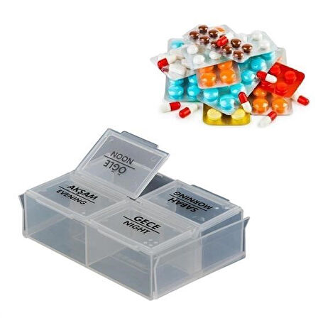 CT-STONES® 4 Öğün Günlük Hap İlaç Saklama Taşıma Kutusu İlaç Hatırlatıcı