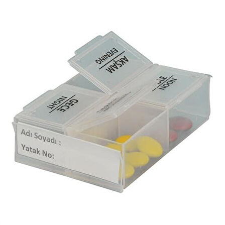 CT-STONES® 4 Öğün Günlük Hap İlaç Saklama Taşıma Kutusu İlaç Hatırlatıcı
