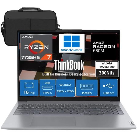 Lenovo Thinkbook 16 G7 Arp Amd Ryzen 7 7735HS 32GB Ddr5 2tb SSD Radeon 680M 16" Wuxga 300NITS IPS Windows 11 Taşınabilir Bilgisayar 21MW002CTR14 &çanta