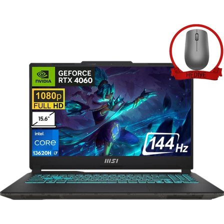 MSI Msı Cyborg 15 Intel Core I7 13620H 40GB 512GB SSD RTX4060 Freedos 15.6" Fhd 144Hz Taşınabilir Bilgisayar A13VF-892XTR & Anzar Mouse A13VF892XTRA18