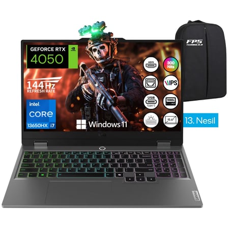 Loq İ7-13650HX RTX4050 16GB Ram 1tb SSD 15.6" Fhd IPS 144Hz W11 Taşınabilir Bilgisayar
