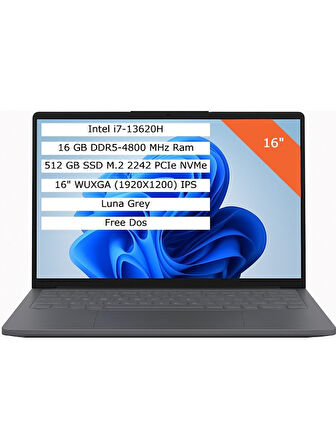 Lenovo Ideapad Slim 3 16IRH10 Intel Core i7 13620H 16GB RAM 512GB SSD Freedos 16” WUXGA 83K2001WTR