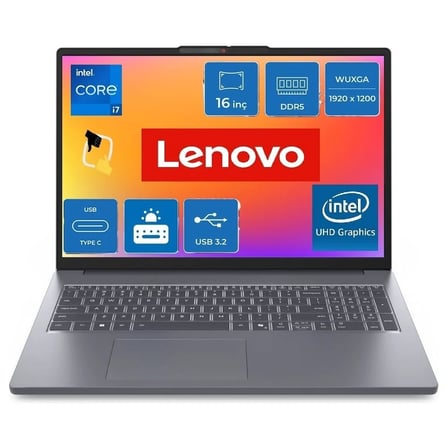 Lenovo Ideapad Slim 3 16IRH10 Intel Core I7 13620H 24GB 1tb SSD Windows 11 Pro 16" Fhd Taşınabilir Bilgisayar 83K2001VTR Snertech Çanta Hediye