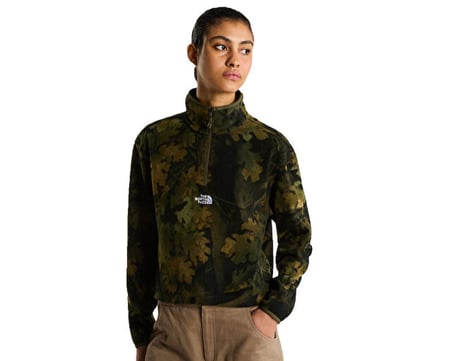 The North Face W NOVELTY LOGO GLACIER 1/4 ZIP - PRINT Erkek Outdoor Çeyrek Fermuarlı Polar Üst NF0A8JK9T2Z1 Yeşil