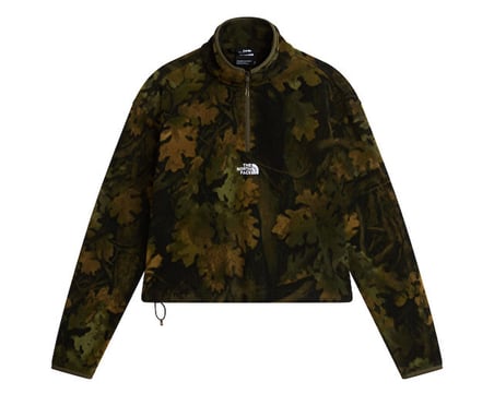 The North Face W NOVELTY LOGO GLACIER 1/4 ZIP - PRINT Erkek Outdoor Çeyrek Fermuarlı Polar Üst NF0A8JK9T2Z1 Yeşil