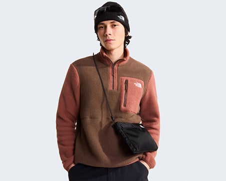 The North Face M YUMIORI 1/4 ZIP Erkek Outdoor Çeyrek Fermuarlı Polar Üst NF0A883SUH01 Kahverengi