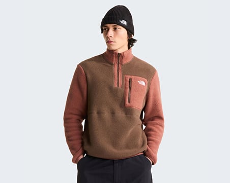 The North Face M YUMIORI 1/4 ZIP Erkek Outdoor Çeyrek Fermuarlı Polar Üst NF0A883SUH01 Kahverengi