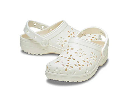 Crocs Classic Floral Cut Out Clog K Çocuk Terliği 210943-0WV Krem