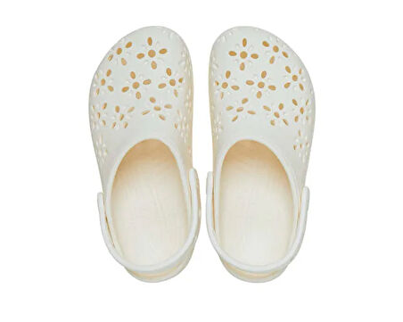 Crocs Classic Floral Cut Out Clog K Çocuk Terliği 210943-0WV Krem