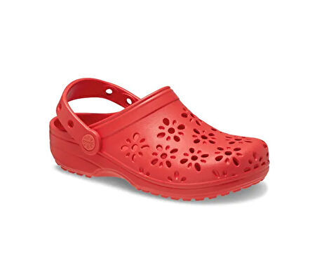 Crocs Classic Floral Cut Out Clog K Çocuk Terliği 210943-6ZR Kırmızı