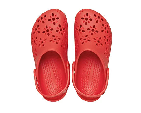 Crocs Classic Floral Cut Out Clog K Çocuk Terliği 210943-6ZR Kırmızı