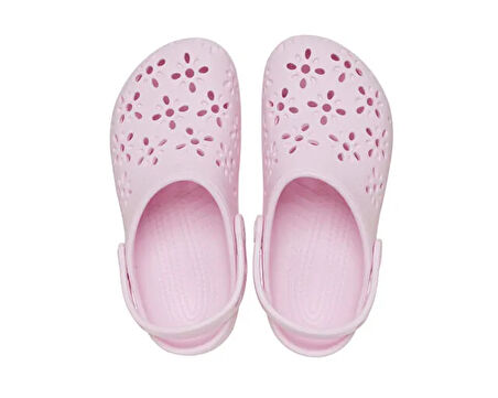 Crocs Classic Floral Cut Out Clog K Çocuk Terliği 210943-6ZW Pembe