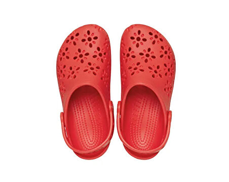 Crocs Classic Floral Cut Out Clog T Çocuk Terliği 210944-6ZR Kırmızı
