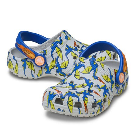 Classic Dragon Graphic Clog Çocuk Beyaz Günlük Stil Terlik 212514_1FT