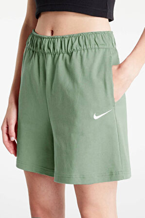 Nike Sportswear Essential Loose Fit Jersey Shorts Bol Kesim Jarse Kumaş Kadın Şort Yeşil