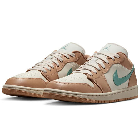 Nike Air Jordan 1 Low Leather Sneaker Unisex Hakiki Deri Günlük Spor Ayakkabı Krem