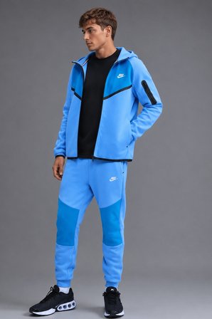 Nike Tech Fleece Mix Wr Full Zip Hoodie Kapüşonlu Unisex Sweatshirt Mavi