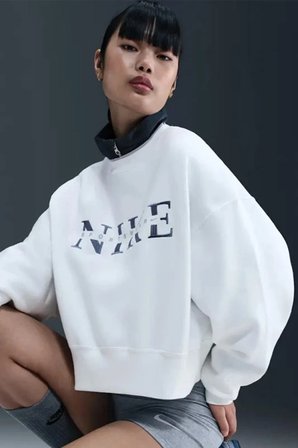 Nike Phoenix Fleece Crew Oversize Womens Sweatshirt Bol Kesim Bisiklet Yaka Kadın Sweatshirt Beyaz
