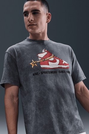 Nike Sportswear M90 Vintage Stirrup Loose Fit T-Shirt Baskılı Erkek Bol Kesim Tişört Antrasit