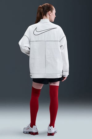 Nike Clothing Street GX Oversized Cargo Jacket Bol Kesim Ferrmuarlı Kanvas Kadın Ceket Beyaz 