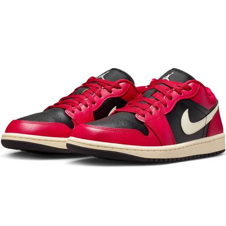 Nike Jordan 1 Low Leather Womens Sneaker Hakiki Deri Kadın Günlük Spor Ayakkabı Siyah Kırmızı