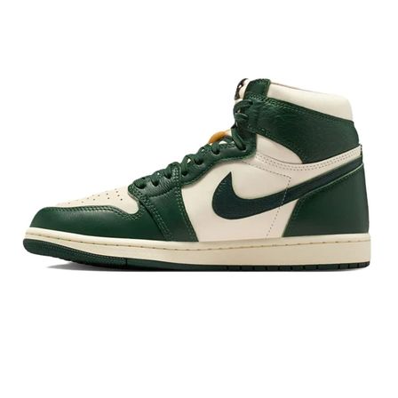 Nike Air Jordan 1 Retro High OG Unisex Sneaker Hakiki Deri Bilekli Günlük Spor Ayakkabı Beyaz-Yeşil