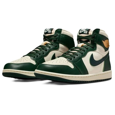 Nike Air Jordan 1 Retro High OG Unisex Sneaker Hakiki Deri Bilekli Günlük Spor Ayakkabı Beyaz-Yeşil