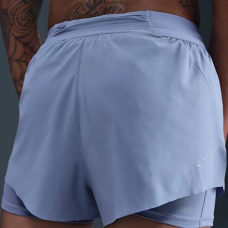 Nike Swift Dri Fit Mid Rise 4" 2IN1 Running Short Kadın 4" Taytlı Koşu Şortu Mavi
