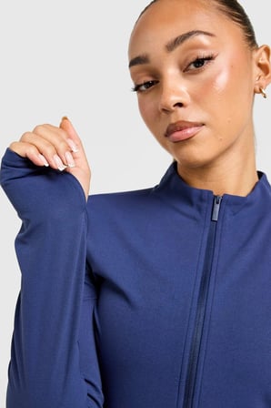 Nike Zenvy Dri-FIT Full-Zip Long-Sleeve Top Sweatshirt Navy Kadın Fermuarlı  Sweatshir Lacivert