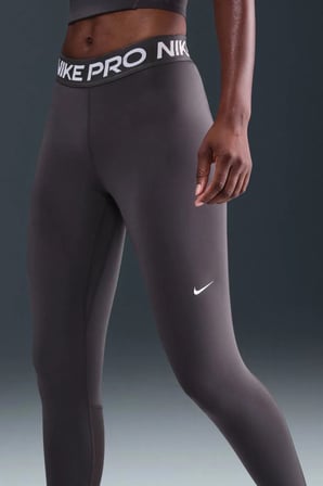 Nike Pro 365 Dri Fit Training Legging Tight Fit Thunder Grey White Kadın File Panelli Spor Tayt Füme
