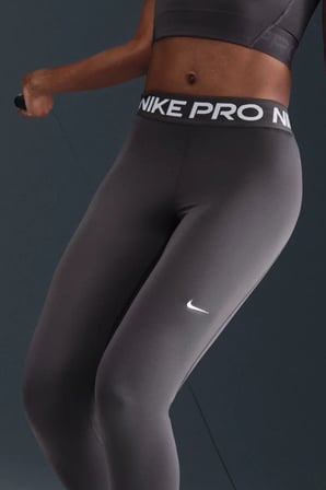 Nike Pro 365 Dri Fit Training Legging Tight Fit Thunder Grey White Kadın File Panelli Spor Tayt Füme