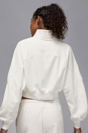 Nike Jordan Fleece Essential Çeyrek Fermuarlı Kadın Dik Yaka Sweatshirt Beyaz