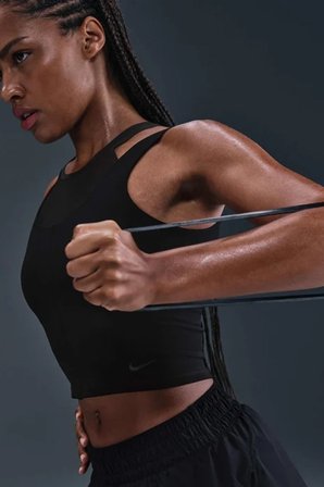 Nike Dri Fit Cropped Tank Top Kadın Antreman Crop Atlet Siyah