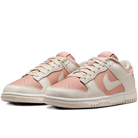 Nike Dunk Low Leather Unisex Sneaker Hakiki Deri Krem Pembe Spor Ayakkabı