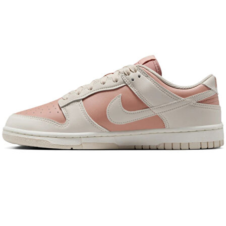 Nike Dunk Low Leather Unisex Sneaker Hakiki Deri Krem Pembe Spor Ayakkabı