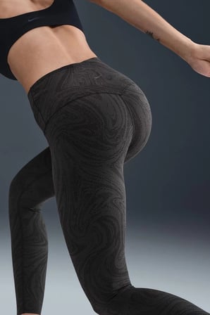 Nike Zenvy High Waisted 7/8 Leggings Kadın Lazer Kesim Baskılı Antrenman Taytı Siyah