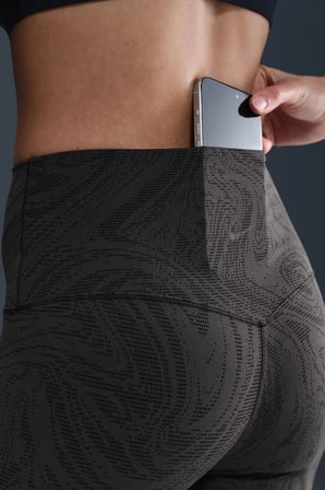 Nike Zenvy High Waisted 7/8 Leggings Kadın Lazer Kesim Baskılı Antrenman Taytı Siyah