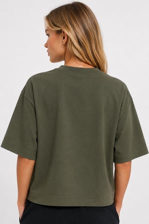 Nike Sportswear Luxe SS Oversized Womens Tee Boxy Bol Kesim Kadın Tişört Haki