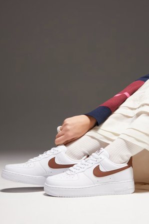Nike Air Force 1 07 AF1 Next Nature Womens Sneaker Kadın Günlük Spor Ayakkabı Beyaz-Kahverengi