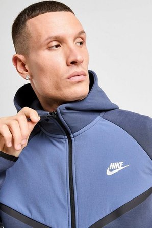 Nike Tech Fleece Mix Full Zip Windrunner Hoodie Kapüşonlu Unisex Sweatshirt Lacivert