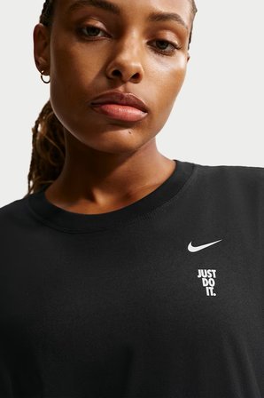 Nike Just Do It Women's Casual Black Oversize Tshirt Pamuklu Kadın Geniş Kalıp Tişört Siyah