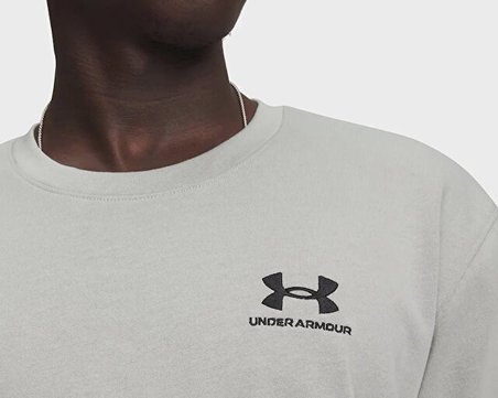 Under Armour Ua M Logo Emb Heavyweight Ss Erkek Günlük Tişört 1373997-069 Gri