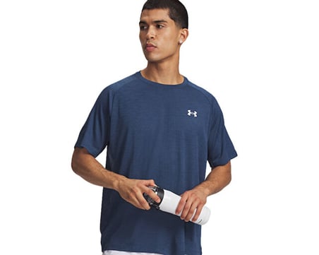 Under Armour Ua Tech Textured Ss Erkek Antrenman Tişörtü 1382796-498 Mavi