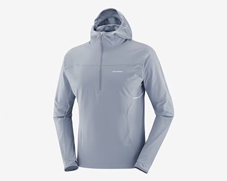 Salomon SENSE AERO HYBRID Erkek Outdoor Çeyrek Fermuarlı Polar Üst LC2744500 Gri