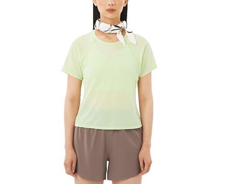 Salomon SHAKEout AIR CROPPED Kadın Koşu Tişörtü LC2774500 Yeşil