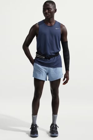 Nike Stride Dri-Fit 5 Brief-Lined Running Shorts 5 İnch Slip Astarlı Erkek Koşu Şortu Mavi